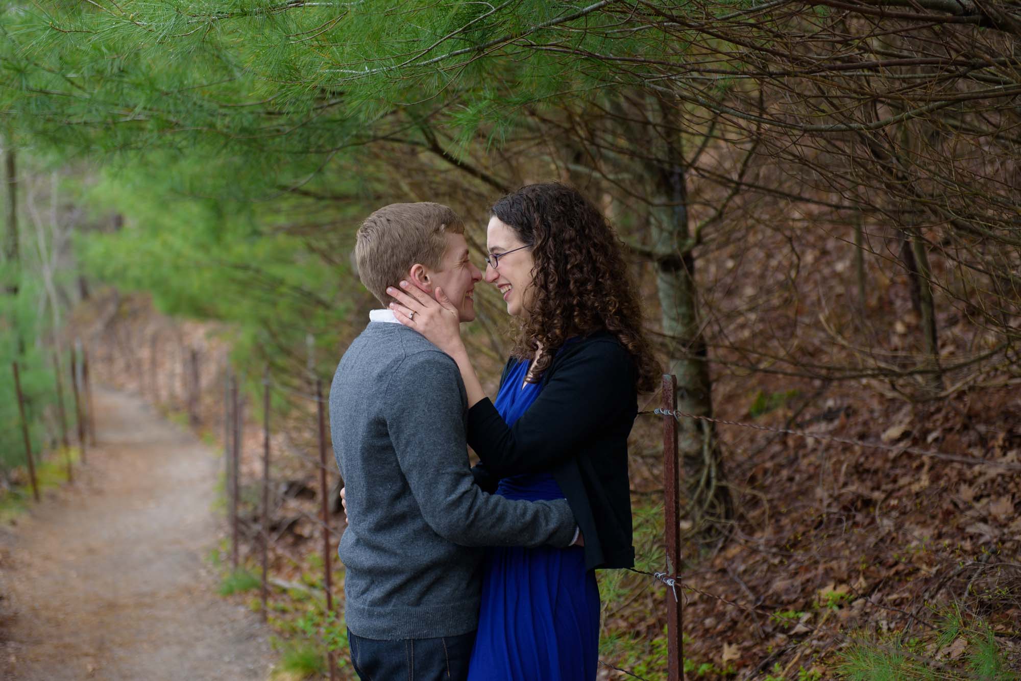 Queer Couple Engagement Session Hiking Trail Walden Pond