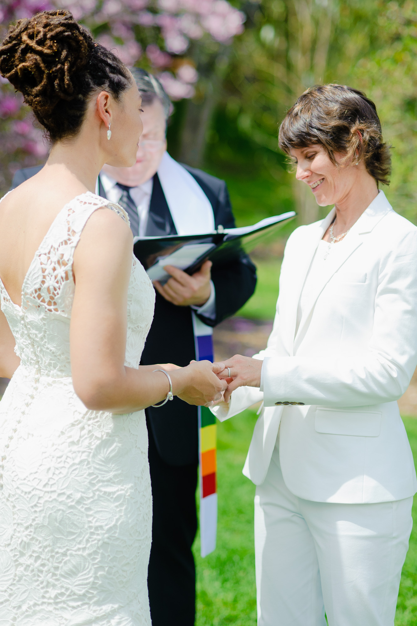 Same Sex Lesbian Boston Wedding Ceremony Ring Exchange Arnold Arboretum